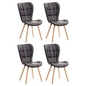 CLP 4er Set Esszimmerstuhl Elda Mit Polsterung Und Kunstlederbezug I Lehnstühle I Polsterstühle... braun