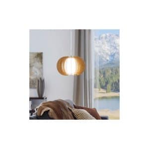 Rift L Pendelleuchte Ø 45cm mit Holzschirm Beige