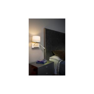 Licht-Trend Schlafzimmer Wandleuchte Steel mit LED-Lesearm links Weiß