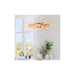 Glamouröse Hängeleuchte Glob Ø 70cm Goldfarben 25 x Rauchglas