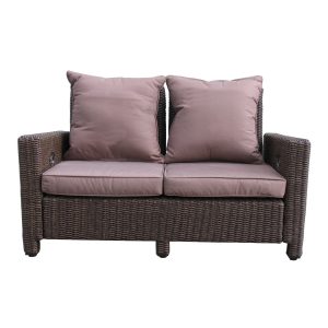 Grasekamp Rattan Lounge Sofa 140cm Couch Futon  Couchgarnitur Braun