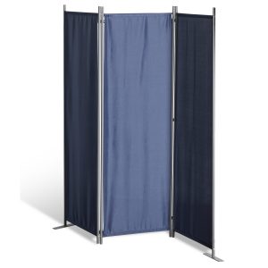 Grasekamp Stellwand 165x170 cm dreiteilig - blau -  Paravent Raumteiler Trennwand  Sichtschutz