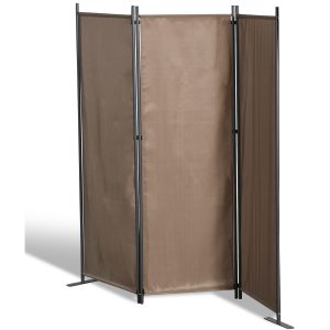 Grasekamp Stellwand 165x170 cm dreiteilig - taupe  -  Paravent Raumteiler Trennwand  Sichtschutz