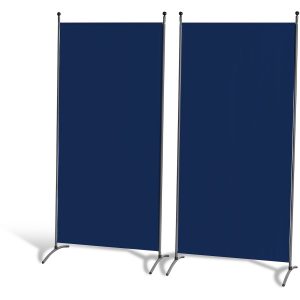 Grasekamp 2 Stück Stellwand 85x180cm Blau  Paravent Raumteiler Trennwand  Sichtschutz