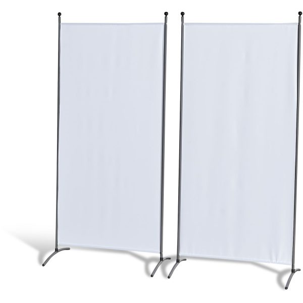 Grasekamp Doppelpack Stellwand 85x180 cm - weiß -  Paravent Raumteiler Trennwand  Sichtschutz