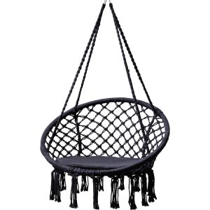 Grasekamp Hängesessel zum Aufhängen mit rundem  Sitzkissen Schwarz Belastbarkeit max.  100 kg Schwebesessel
