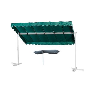 Grasekamp Standmarkise Dubai Grün 375x225cm mit  Schutzhülle Terrassenüberdachung  Raffmarkise Mobile Markise Ziehharmonika