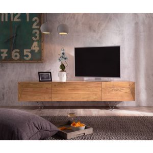 Fernsehtisch Wyatt Akazie Natur 175 cm 1 Klappe 2 Türen Designer Lowboard