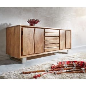 Kommode Live-Edge Akazie Natur 172 cm 4 Türen 3 Schübe Baumkante Sideboard