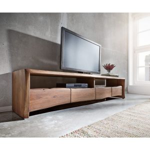 Fernsehtisch Live-Edge Akazie Braun 190 cm 4 Schubkästen Baumkante Lowboard