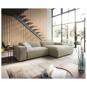 Eckcouch Tenso Chenille Beige 280 x 165 cm Recamiere rechts