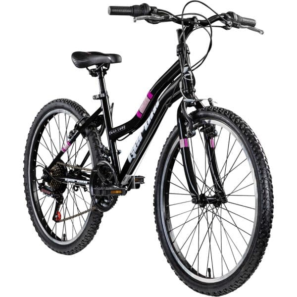 Geroni Swan Lady Mädchen Fahrrad 24 Zoll ab 8 Jahre 130-145 cm Jugendfahrrad Mountainbike Kinderrad 21 Gang Schaltung... schwarz/pink