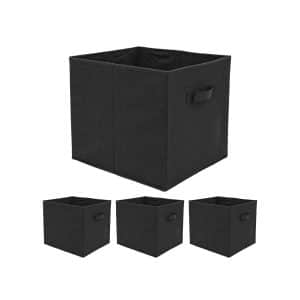 4er Set Aufbewahrungsbox für Kallax Regal - 33x38x33 Stoff Box mit Griff - Black