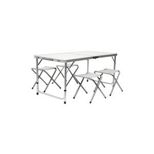 Klappbarer höhenverstellbarer Campingtisch 120x60x70cm inkl. 4 Falthocker Campingtischset Kofferform