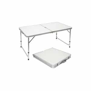 Klappbarer stabiler Campingtisch 120x60x70cm höhenverstellbar tragbar Kofferformat Aluminium Hellgra