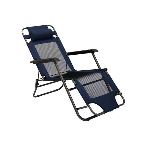 Liegestuhl 153x60cm Gartenliege Sonnenliege Campingliege inkl. Nackenstütze Blau