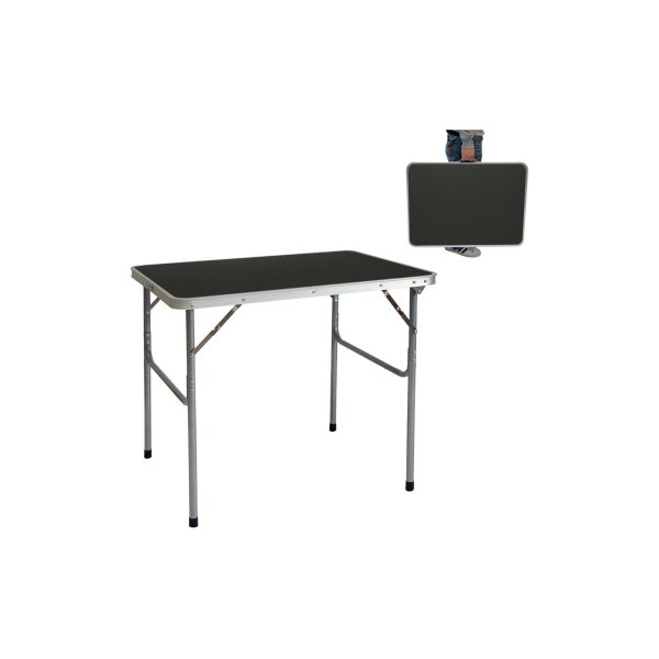 Campingtisch Aluminium Klapptisch 60x80x70cm Stahlrahmen MDF-Tischplatte Dunkelgrau praktisches Koff