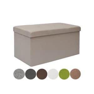 Faltbare Sitzbank 76x38x38 cm inkl. Trennwand Sitztruhe 80L Polsterbank Beige