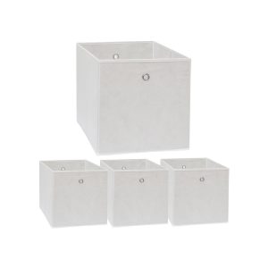 Faltbox Set 4 Boxen für Kallax Regal weiß 33x38x33cm Expedit Box mit Metallgriff