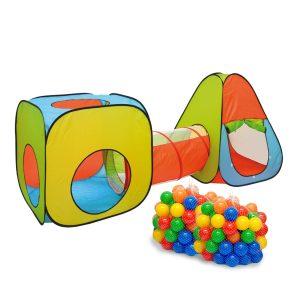 3er Bällebad Zelt 200 Baby Bälle PopupTunnel Kinderzelt Spielzelt 260x90x100cm