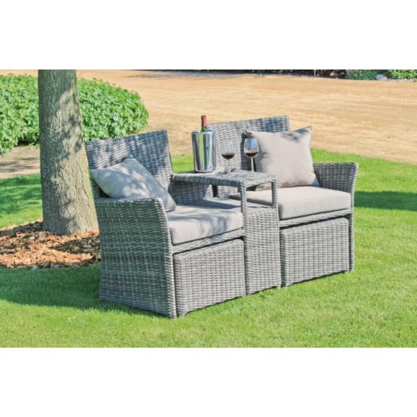 Garten Doppelsessel Set Terrasse Sessel Lounge Sitzgruppe Rattan Optik Stuhl