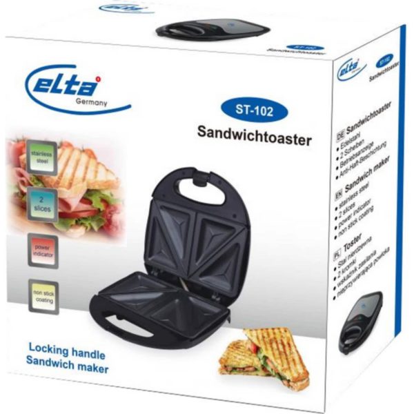 Elta Edelstahl Sandwichtoaster Sandwichmaker Sandwich Toaster Maker Grill 750 W