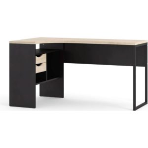 Fula Schreibtisch matt schwarz Eiche Struktur Bürotisch Arbeitstisch Computertisch Büro Tisch