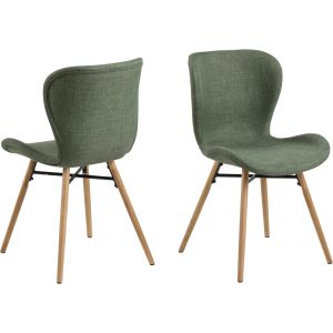 2x Esszimmerstuhl Bali Eiche Polsterstuhl Küchenstuhl Stuhl Set Stühle grün