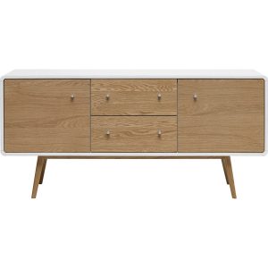 Schrank Tula teilmassiv Eiche weiss Sideboard Kommode Highboard Anrichte