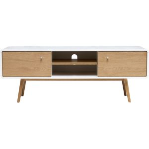 TV Tisch Tula teilmassiv Eiche weiss Fernsehschrank Sideboard Kommode Lowboard