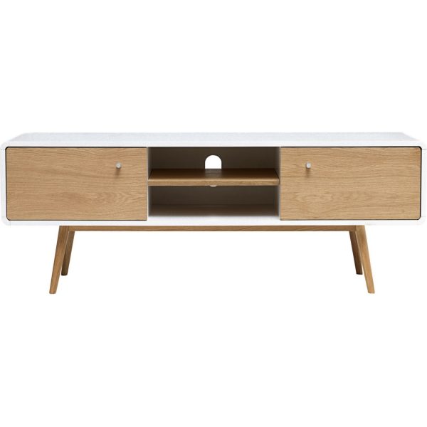 TV Tisch Tula teilmassiv Eiche weiss Fernsehschrank Sideboard Kommode Lowboard