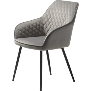 2x Design Esszimmerstuhl Miral Velours grau Küchenstuhl Küche Stühle Stuhl