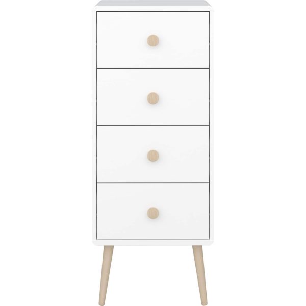 Gry Kommode 4 Schubladen weiss Sideboard Schrank Holz Möbel Mehrzweckschrank