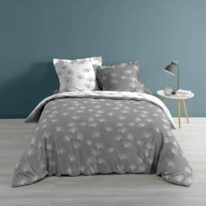 3tlg Wende Bettwäsche 240x220 Baumwolle Bettdecke Übergröße Bett Bezug grau weiß