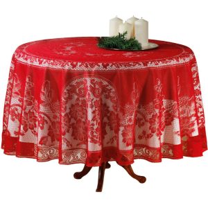 Spitzen Tischdecke Ø 180cm rot Tisch Decke Tafel Tuch Tischläufer rund