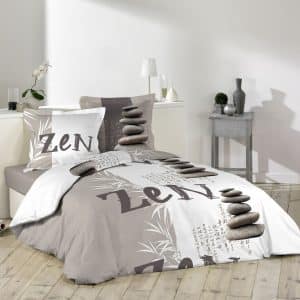 3tlg. Bettwäsche 240x220cm Zen Japan taupe Baumwolle Bettdecke Übergröße Bett