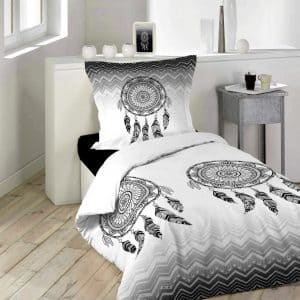 2tlg Bettwäsche 140x200 Mandala Baumwolle Bett Decke Bezug Decke schwarz weiß