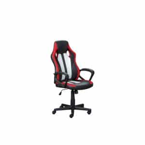 RacingFun Büro Stuhl Schwarz Rot Weiss Sessel Schreibtisch Gaming PC Computer