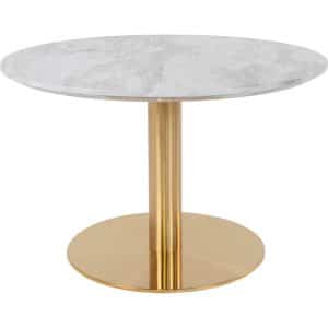 Bologna Couchtisch Ø70cm Marmoroptik Messingbeine weiß Holz Beistelltisch Tisch