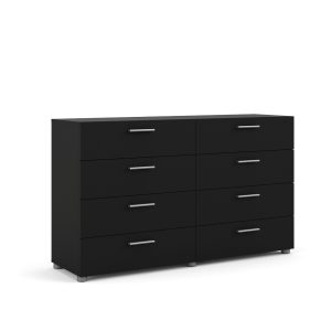 Petra Kommode 8 Schubladen matt schwarz Sideboard Board Schrank Wohnzimmer Möbel