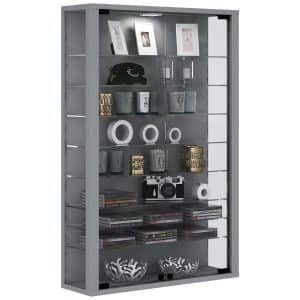 Vitrinenschrank Glas Wandschrank Vitrine Sammlervitrine Hängeschrank silber