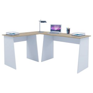 Eckschreibtisch Computer Schreibtisch Arbeitstisch PC Tisch Bürotisch Eiche weiß