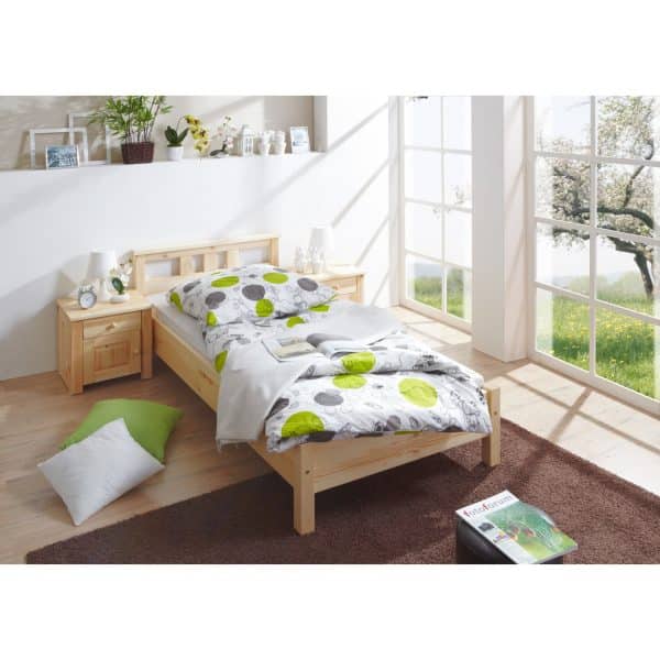 TiCAA Einzelbett und Doppelbett "Merci" Kiefer Natur