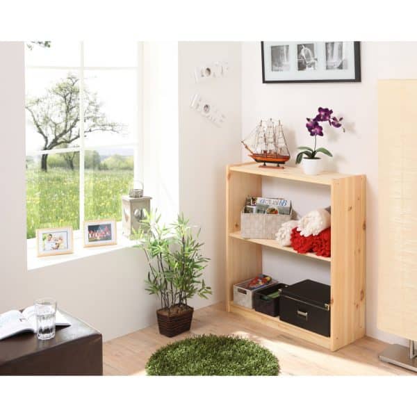 TiCAA Standregal Bücherregal Kiefer Natur H92cm