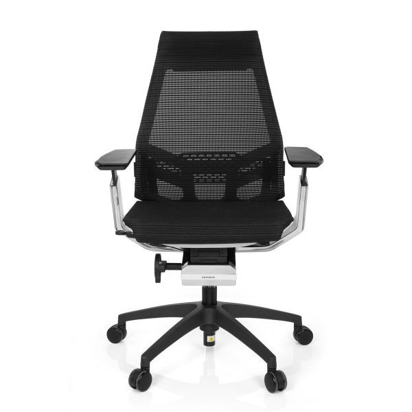 hjh OFFICE Profi Bürostuhl GENIDIA SMART WHITE CM Netzstoff mit Armlehnen Synchronmechanik