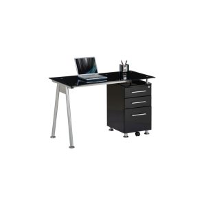 hjh OFFICE Schreibtisch NERO Spanplatte mit Melaminharzbeschichtung; Stahlrohr lackiert; Sicherheitsglas