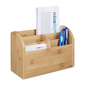 relaxdays Schreibtisch-Organizer Bambus