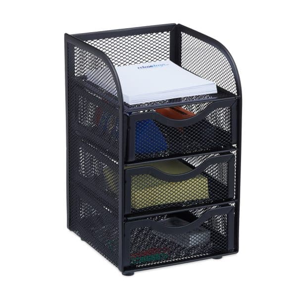 relaxdays Schreibtischorganizer Mesh 3 Schubladen