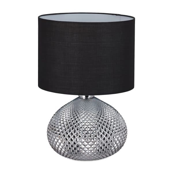 relaxdays Nachttischlampe Schwarz
