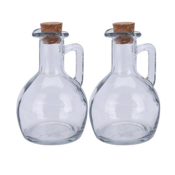 neuetischkultur Glasflasche mit Korken 2er Set für Essig oder Öl